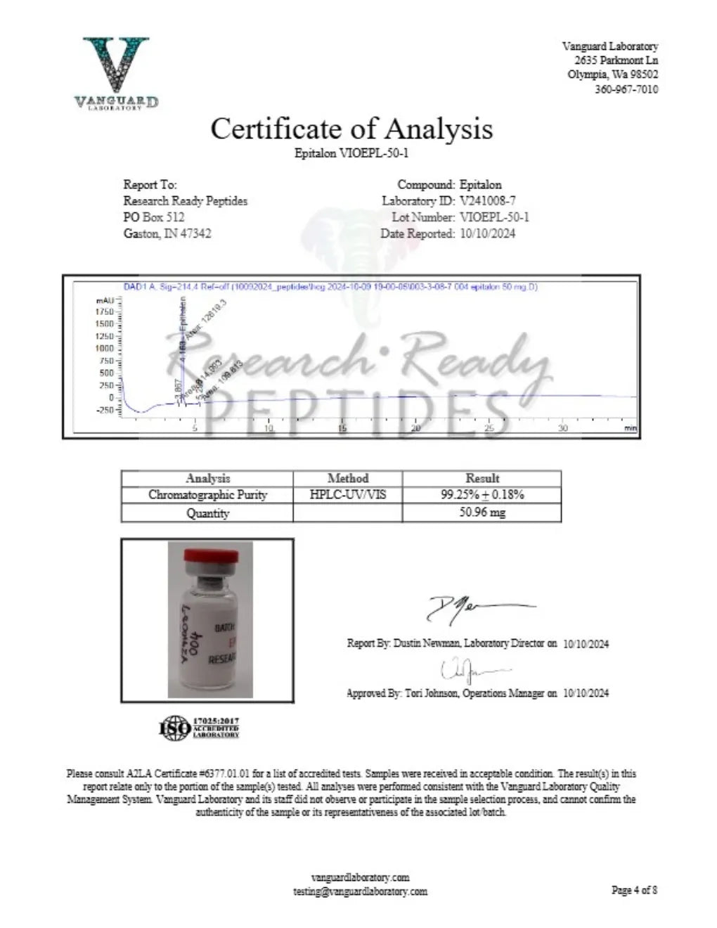 Epitalon Research Peptide COA