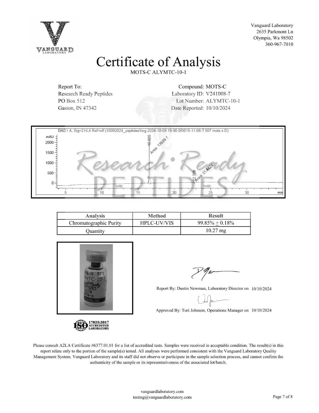 MOTS-C Research Peptide COA