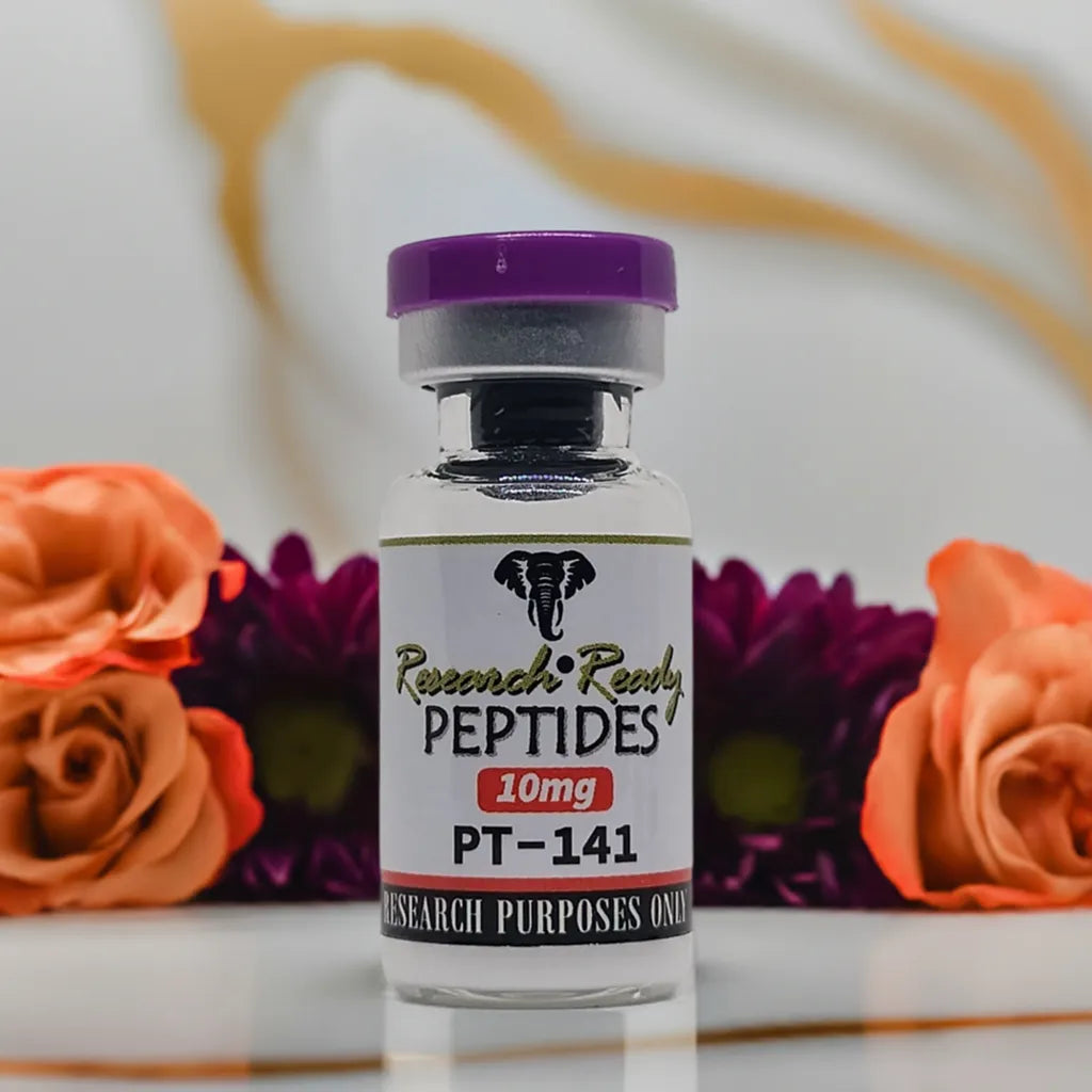 PT-141 10mg,  a freeze-dried research peptide for the study of  increased sexual desire and arousal in both men and women.
Potential in stronger, longer-lasting erections in men and improved sexual function in women. has also been associated with mood elevation and increased energy. Adorable peptide for sale.